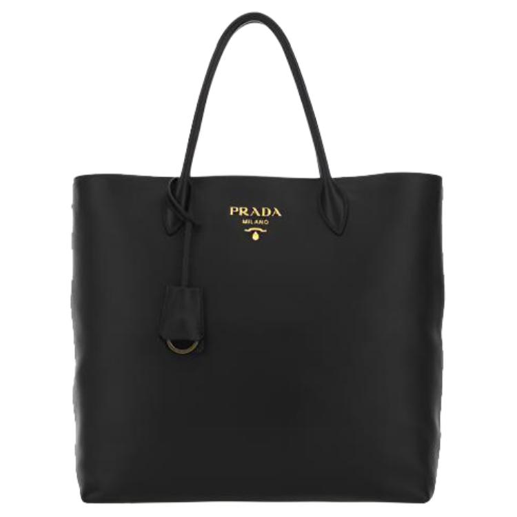 PRADA Luggage Collection Classic Cow Leather Handbag Women's Black