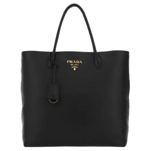 PRADA Luggage Collection Classic Cow Leather Handbag Women's Black