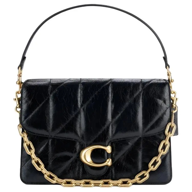 COACH ChainTabby Cow Leather Shoulder Bag Large Women's Black
