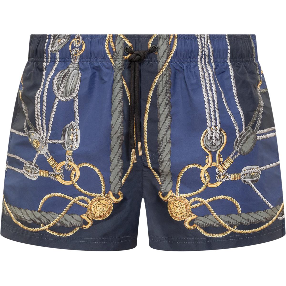 VERSACE Nautical Graphic Printed Drawstring Swim Shorts