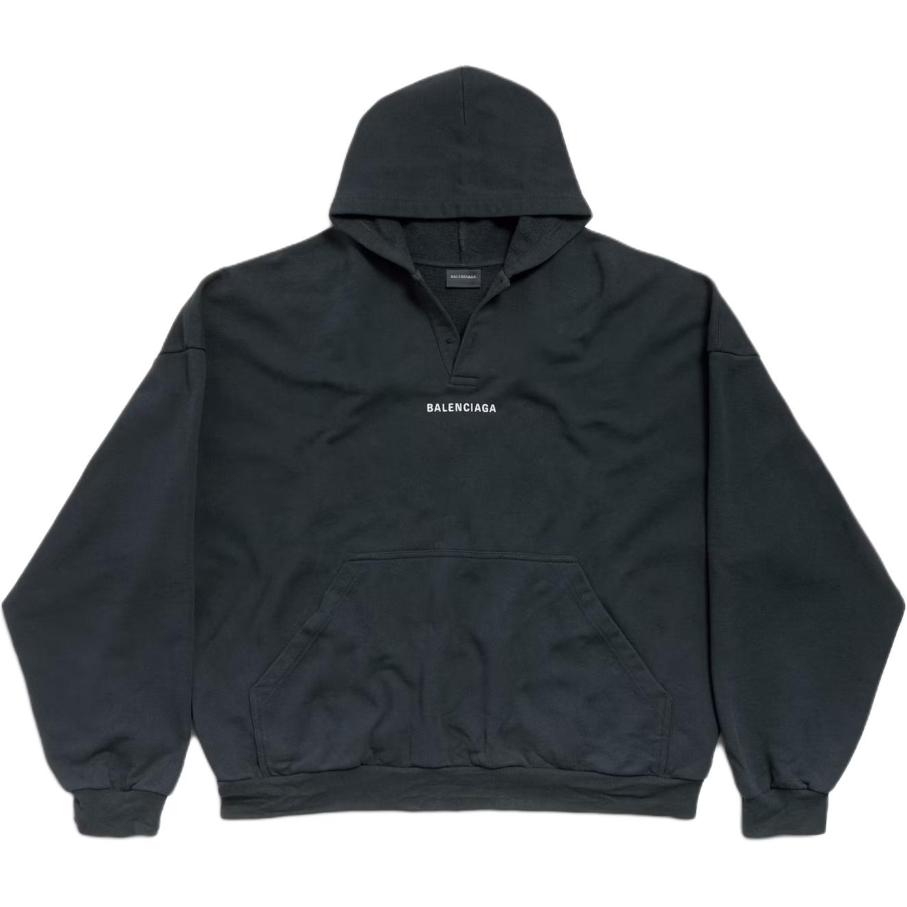 Мужское худи Balenciaga Embroidered Hoodie (черное)