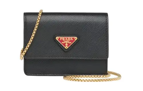 PRADA Saffiano Leather Shoulder Bag, Crossbody Bag Women's Black