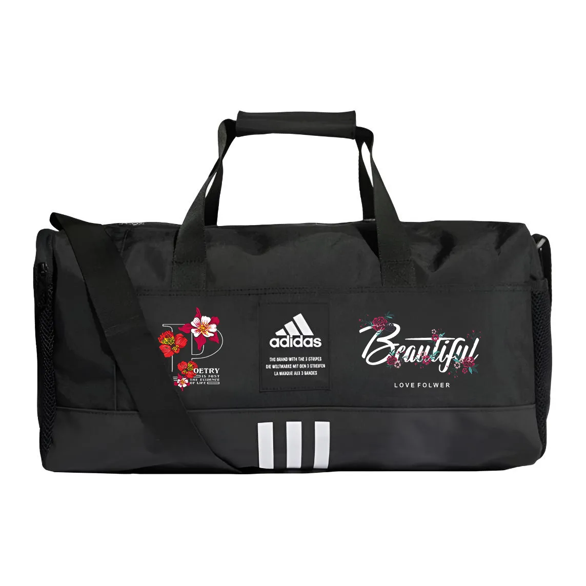 Adidas Polyamide Patterned Print Crossbody Bag Unisex Black