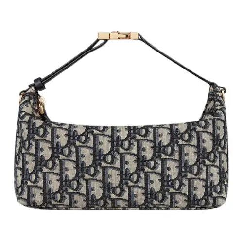 DIOR Travel Embroidery Clutch Medium Women's Blue