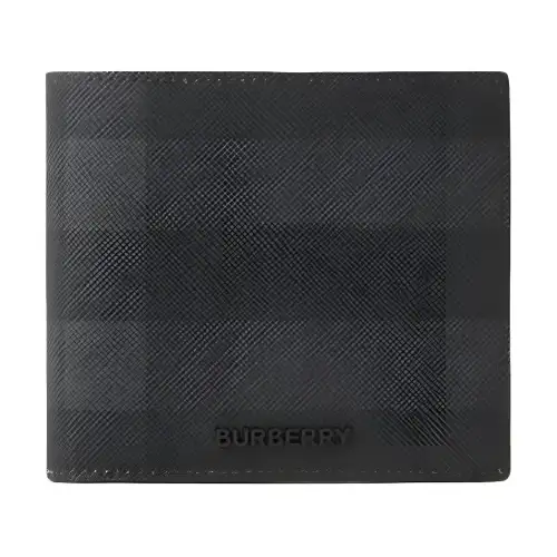 Burberry Leather Wallet Men's Charcoal Gray