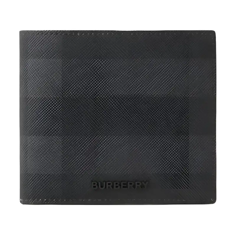 Burberry Leather Wallet Men's Charcoal Gray