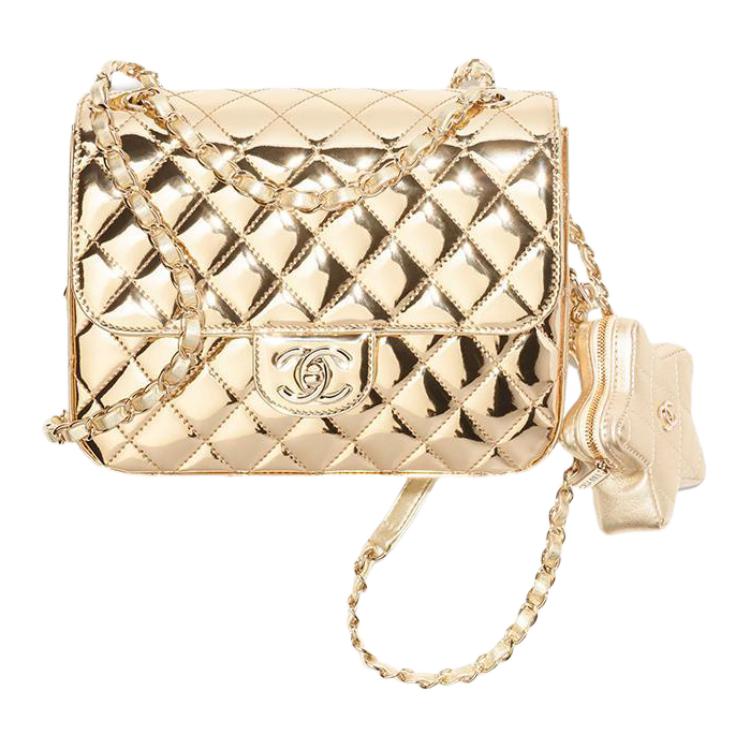 CHANEL 24C Metal Texture Mirror Finish Calfskin Backpack Women's Gold