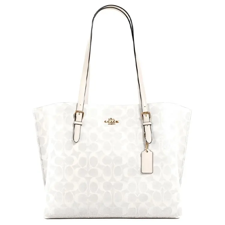 COACH Mollie Coated Canvas With Smooth Leather Handbag, Shoulder Bag 34 Women's White Monogram