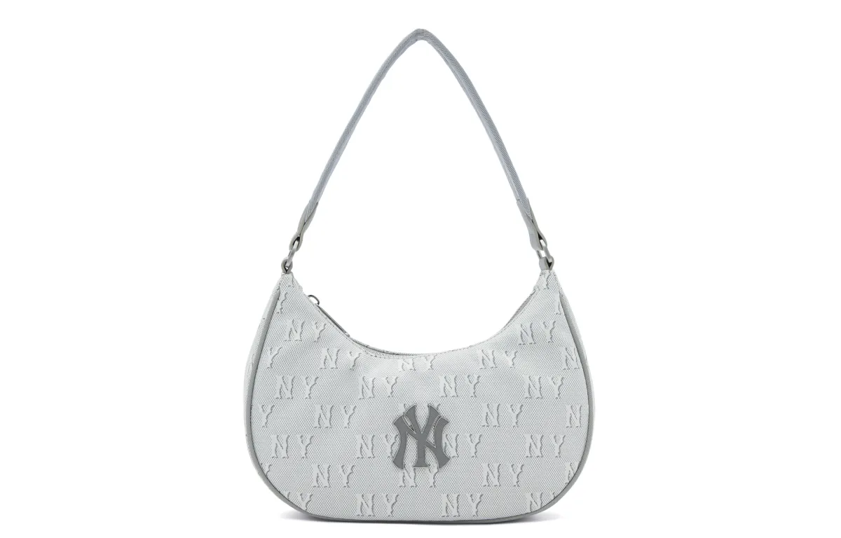 MLB Polyester Shoulder Bag, Handbag Regular Unisex White & Silver Gray