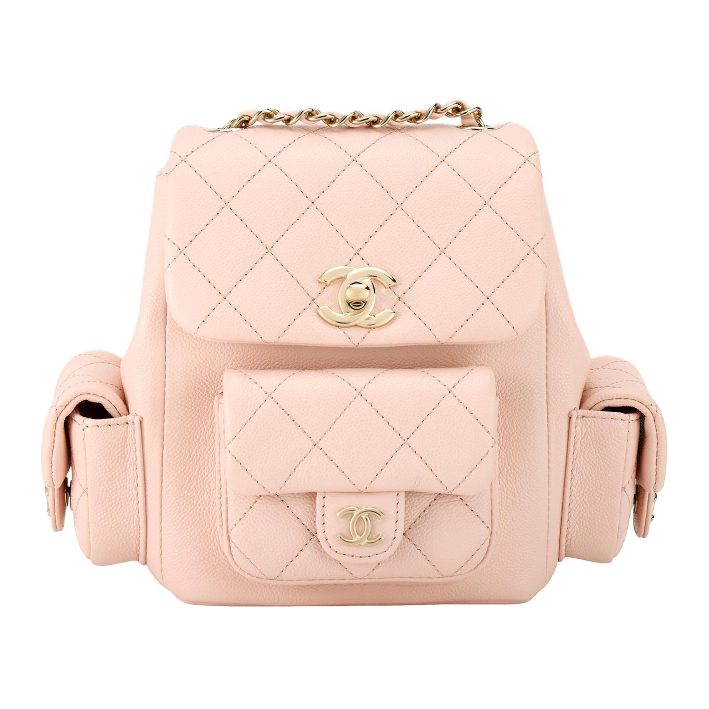 CHANEL Duma Grain Cow Leather Material Gold Metal Backpack Small Women's Light Pink