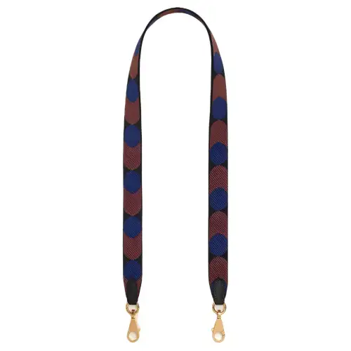 HERMES Sangle Flipperball Gold tone Lock Swift Leather Bag Straps Women's Black & Sapphire Blue