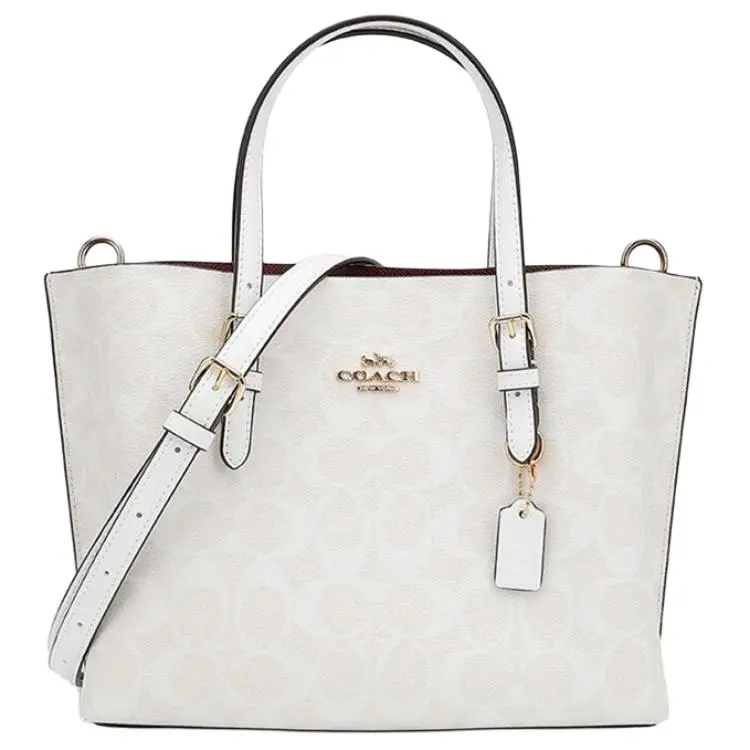 COACH Mollie Coated Canvas With Leather Tote Crossbody Bag Handbags Medium Women's Glacier White Monogram