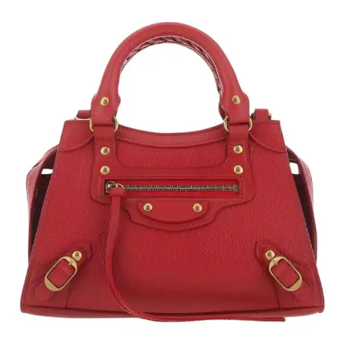 Balenciaga Leather One Shoulder Handbag Mini Women's Red