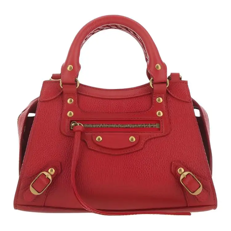 Balenciaga Leather One Shoulder Handbag Mini Women's Red