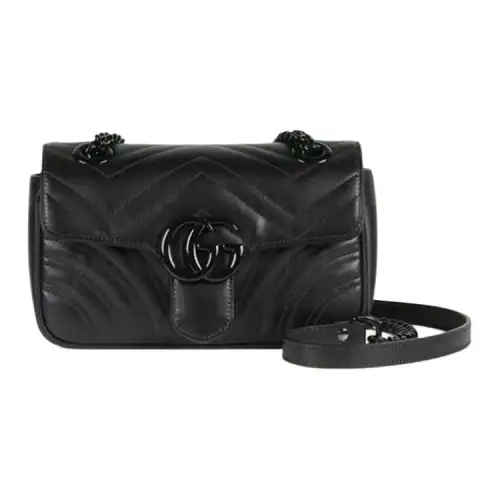 GUCCI GG Marmont Leather Shoulder Bag Small Women's Black