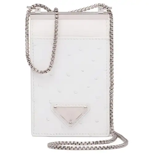 PRADA Leather Crossbody Bag, Shoulder Bag Mini Women's White