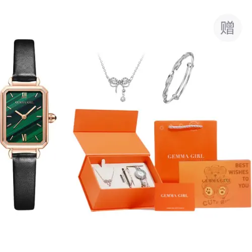 GEMMA GIRL Quartz Movement Steel Strap Watch Women's Watch Green Dial
