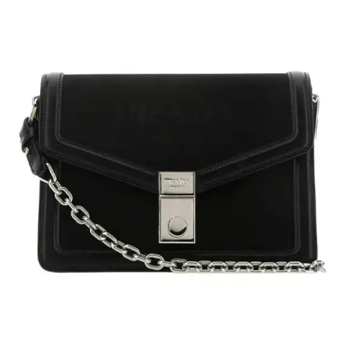 PRADA Logo Embossed Crossbody Bag Black