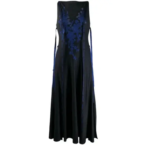 LOEWE Sleeveless Dresses Women's Black Boat Neck Thin Mid Length