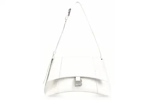 Balenciaga Downtown Crocodile Embossed Calfskin Shoulder Bag Women's White