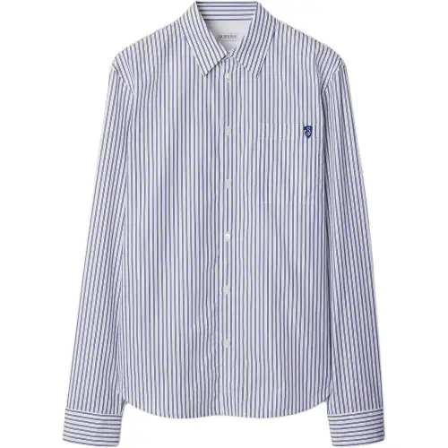 Burberry Logo Embroidered Striped Shirt