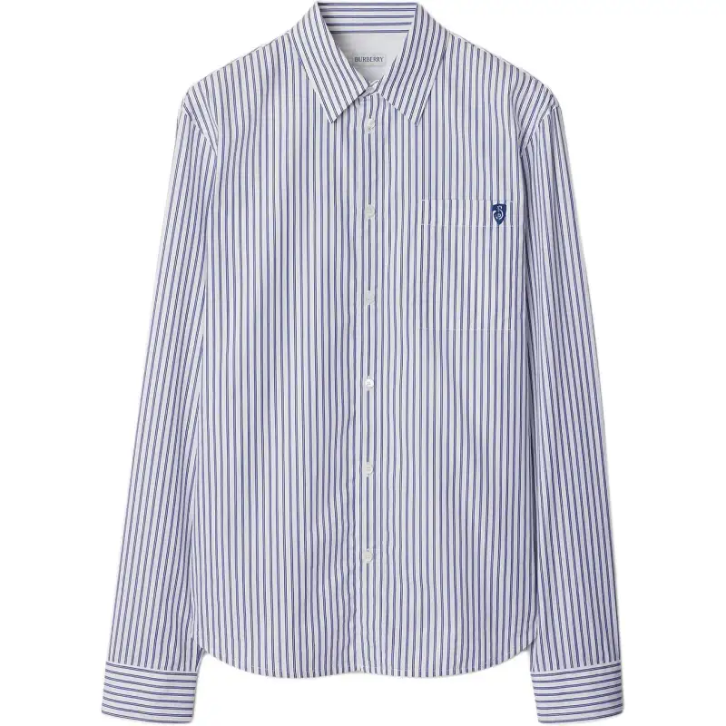 Burberry Logo Embroidered Striped Shirt