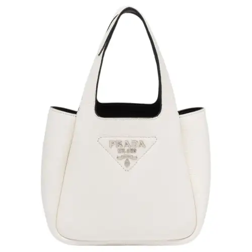 PRADA Leather Basket Bag Handbag Women's White
