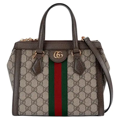 GUCCI Ophidia Canvas Handbag Small Unisex Ebony & Brown