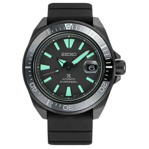 SEIKO Prospe Automatic Mechanical Movement Silicone Strap Watch Men's Watches Black Dial