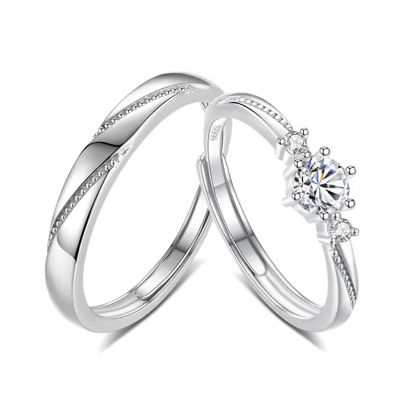 YINCHIE 925 Sterling Silver 999 Fine Silver Synthetic Cubic Zirconia Rings Unisex