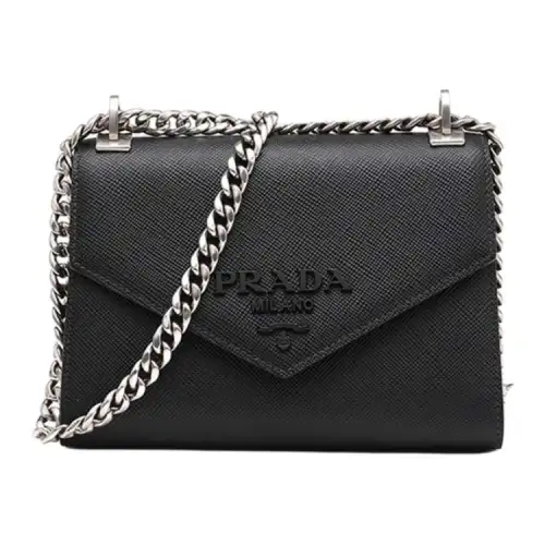 PRADA Saffiano Cow Leather Shoulder Bag Regular Women's Black