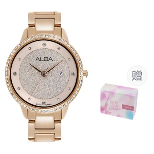 SEIKO ALBA Quartz Movement Stainless Steel Strap Watch Women's Watch Gold Dial