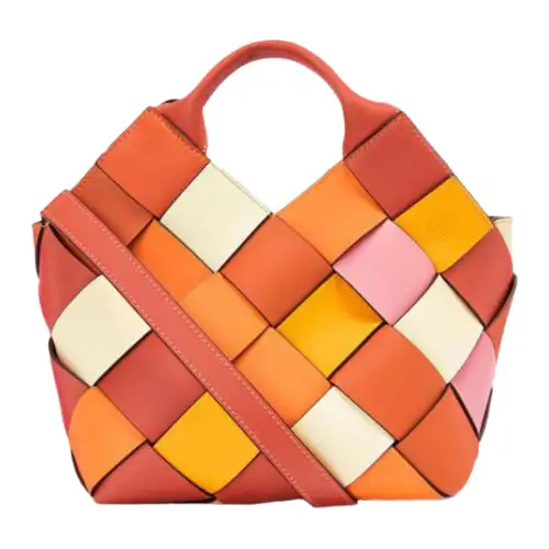 LOEWE Basket Soft Grain Cow Leather Handbag Small Women's Orange