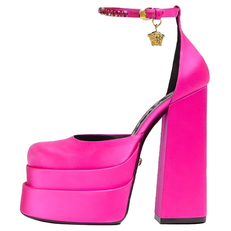 VERSACE Поездка на Медузе Аевитас с застежкой широкий каблук на высоком каблуке обувь женский фуксия цвет