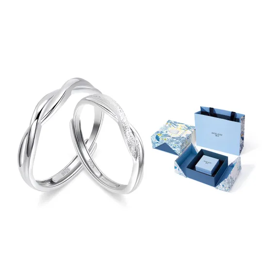 MOLADY 925 Sterling Silver 999 Fine Silver Ring Pair Unisex