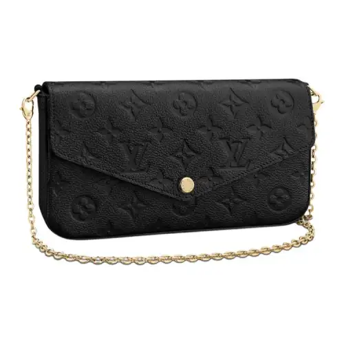 LOUIS VUITTON Pochette Felicie Zippered Insert Monogram Empreinte Noir