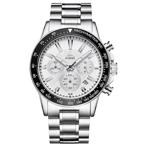 PEAK Reverse Collection Quartz Movement Stainless Steel Watchband Watch Men's Watches White Dial