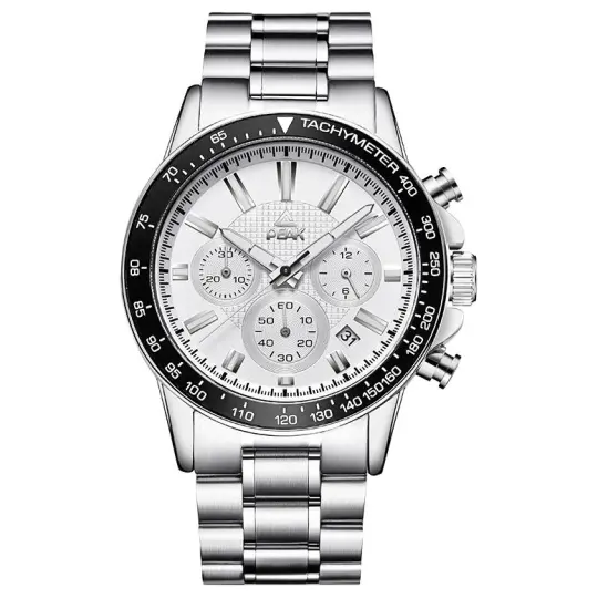 PEAK Reverse Collection Quartz Movement Stainless Steel Watchband Watch Men's Watches White Dial