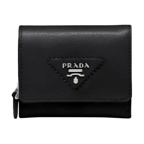 PRADA Leather Wallet, Card Holder Small Women's Black