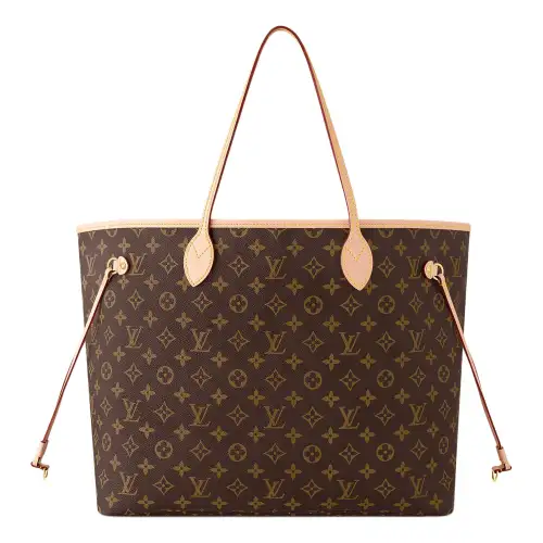 LOUIS VUITTON NEVERFULL Coated Canvas With Leather Handbag, Shoulder Bag Large Women's Brown