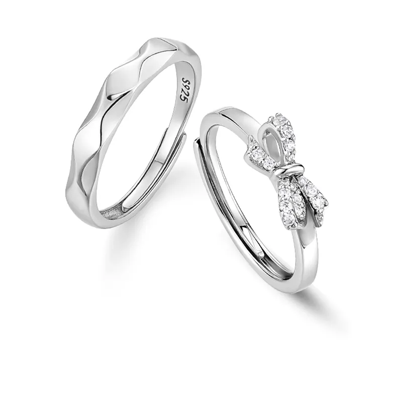 KADER 925 Sterling Silver, 999 Fine Silver, Synthetic Cubic Zirconia Rings Unisex Silver White