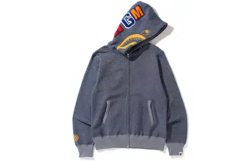 A BATHING APE Shark, dark blue hoody for men and women, with embroidery, for beloved