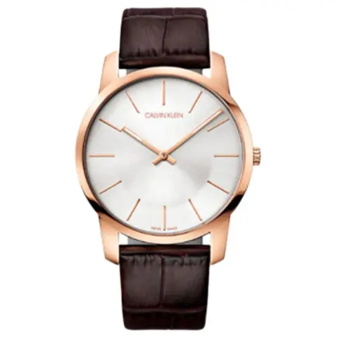 CALVIN KLEIN City Collection Wrist Watches Quartz Movement Leather Strap Silver Dial Men's Watches