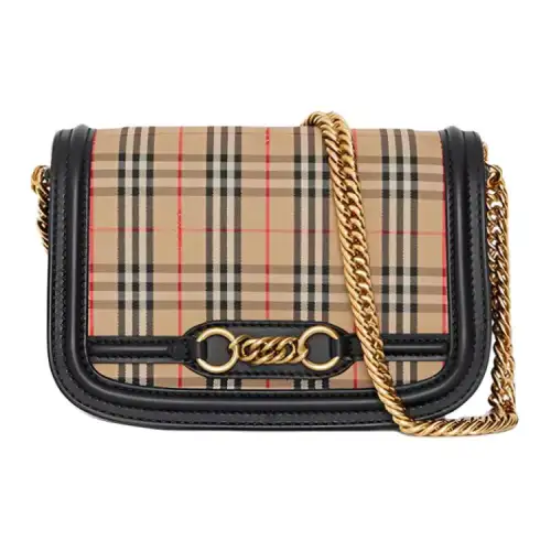 Burberry Sheepskin Shoulder Bag Women's Yellow Brown