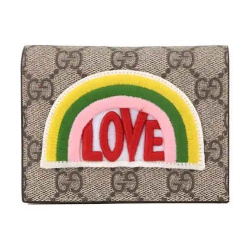 GUCCI PVC Wallet, Card Holder Women's Beige
