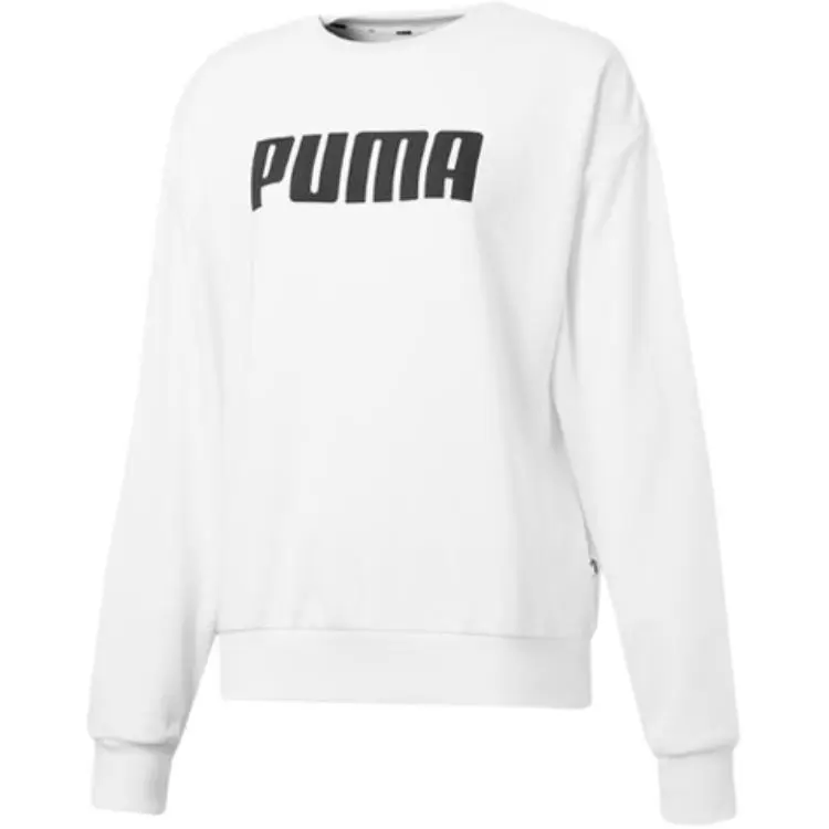 PUMA Sweatshirts Women's White Crew Neck Moderate Regular