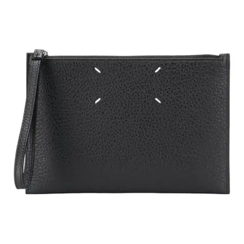 Maison Margiela Pebble Textured Leather Clutch Women's Black