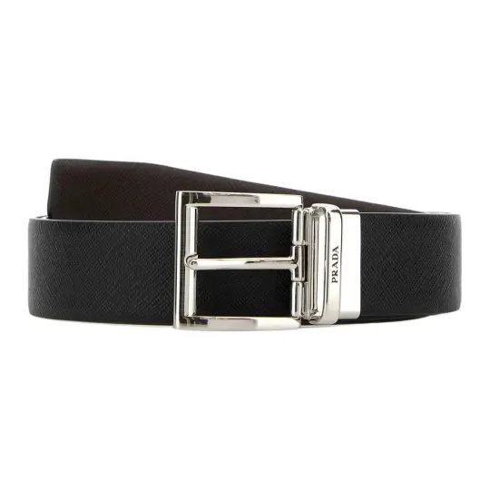 PRADA Leather Belts Men's Black 3.5cm