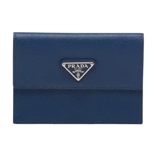 PRADA Leather Wallet Men's Dark Purple Blue