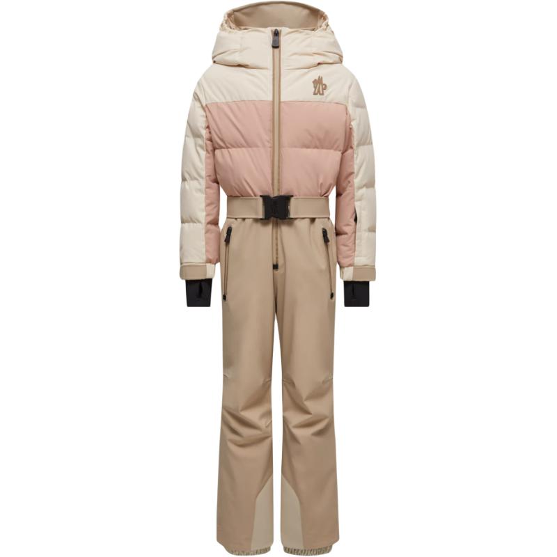 Children's Moncler Grenoble children's ski suit Hooded Ski Suit color block hooded long-sleeved zipper one-piece